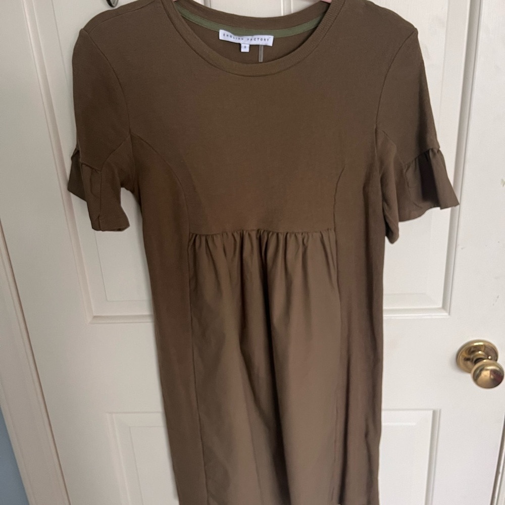 Women’s English Factory Forest Green Poplin Mini Dress